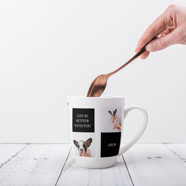World Best Dog Mom | Collage Dog Photo Latte Mug (Creator Uploaded)