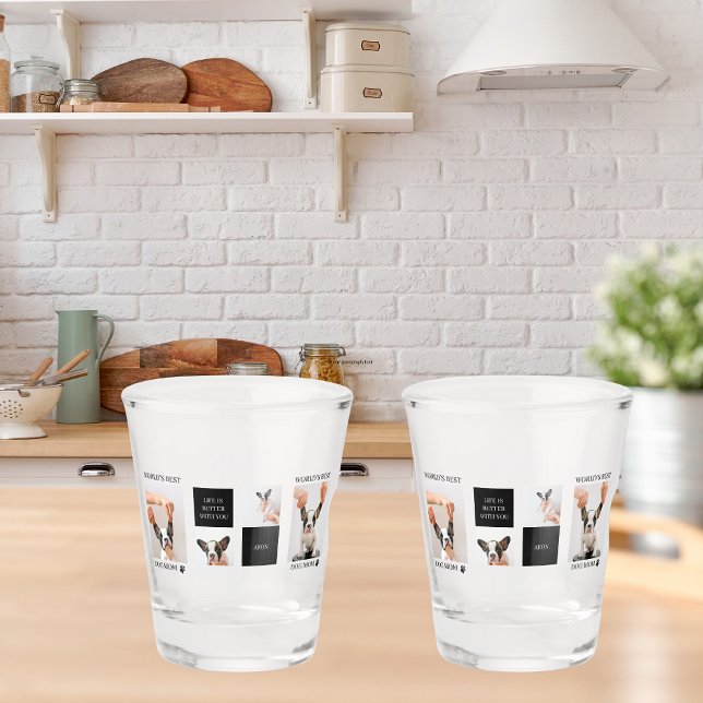 World Best Dog Mom | Collage Dog Photo Shot Glass (Creator Uploaded)