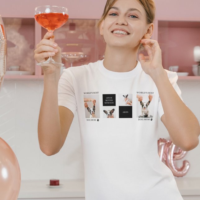 World Best Dog Mom | Collage Dog Photo T-Shirt (Creator Uploaded)