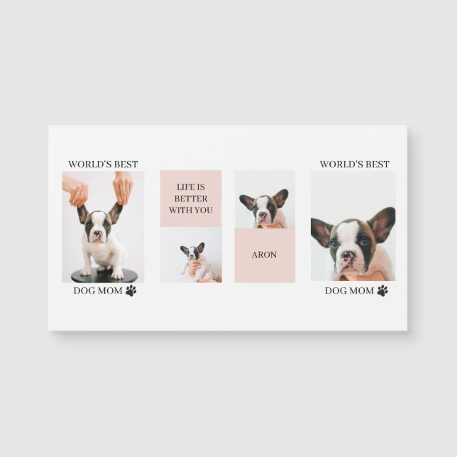 World Best Dog Mom | Collage Photo | Pastel Pink (Front)