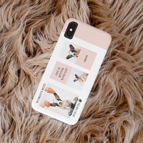 World Best Dog Mom  Collage Photo  Pastel Pink iPhone XS Max Case