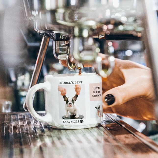 World Best Dog Mom | Collage Photo | Pastel Pink Espresso Cup (Creator Uploaded)