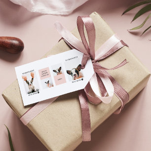 World Best Dog Mom Collage Photo Pastel Pink Gift Tags