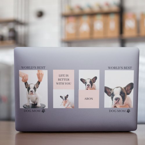 World Best Dog Mom  Collage Photo  Pastel Pink HP Laptop Skin