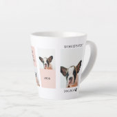 World Best Dog Mom | Collage Photo | Pastel Pink Latte Mug (Right Angle)