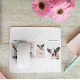 World Best Dog Mom | Collage Photo | Pastel Pink Mouse Pad