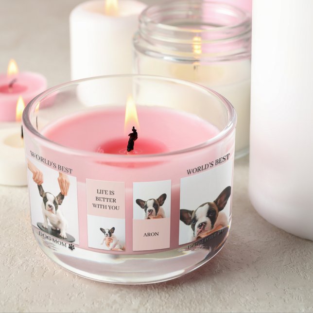 World Best Dog Mom | Collage Photo | Pastel Pink Rectangular Sticker (Creator Uploaded)