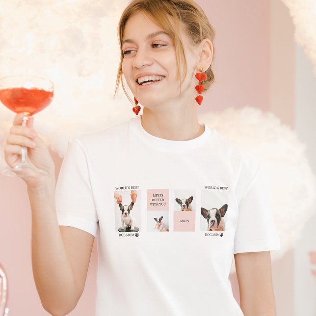 World Best Dog Mom | Collage Photo | Pastel Pink T-Shirt (Creator Uploaded)