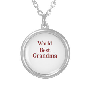 World best Grandma grandmother grandparents pink n Silver Plated Necklace