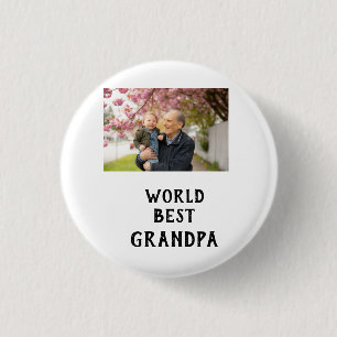 World best Grandpa photo name father's day grandpa Button