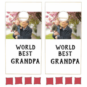 World best Grandpa photo name father's day grandpa Cornhole Set