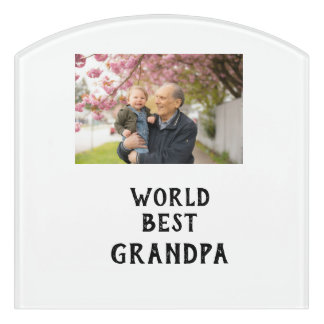 World best Grandpa photo name father's day grandpa Door Sign