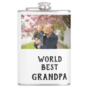 World best Grandpa photo name father's day grandpa Flask