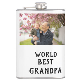 World best Grandpa photo name father's day grandpa Flask