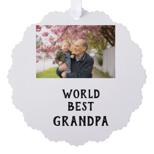 World best Grandpa photo name father's day grandpa Ornament Card