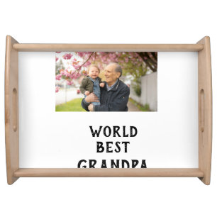 World best Grandpa photo name father's day grandpa Serving Tray