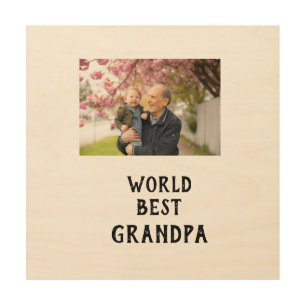 World best Grandpa photo name father's day grandpa Wood Wall Art