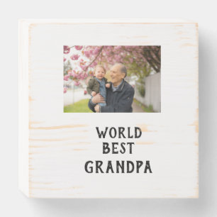 World best Grandpa photo name father's day grandpa Wooden Box Sign