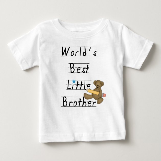 Silver World's Best Little Brother CUSTOM NAME T Shirt Top Promoted To New Born 