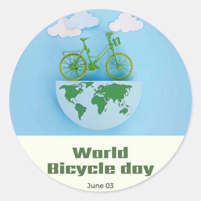 World Bicycle Day Classic Round Sticker (Front)