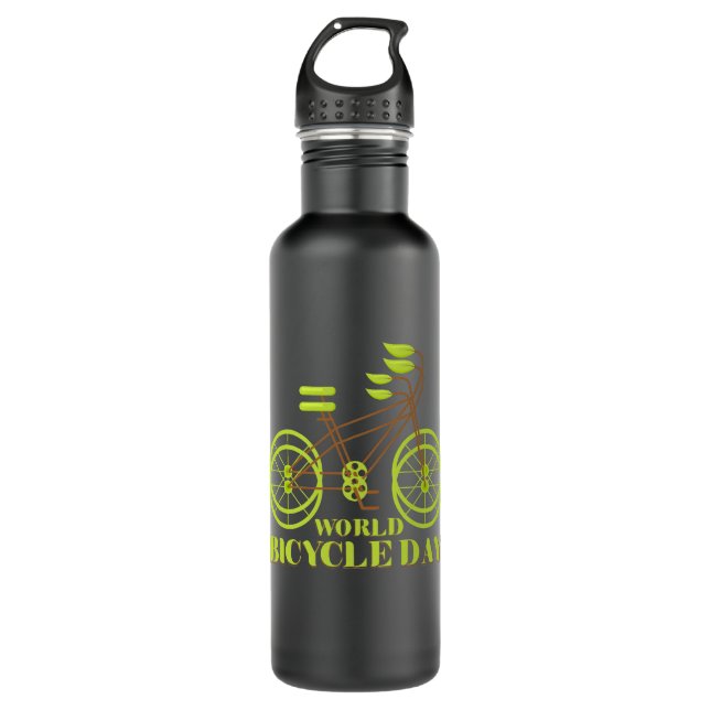World Bicycle Day Stainless Steel Water Bottle (Front)