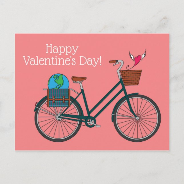 World Bike Happy Valentine's_Blush Postcard (Front)