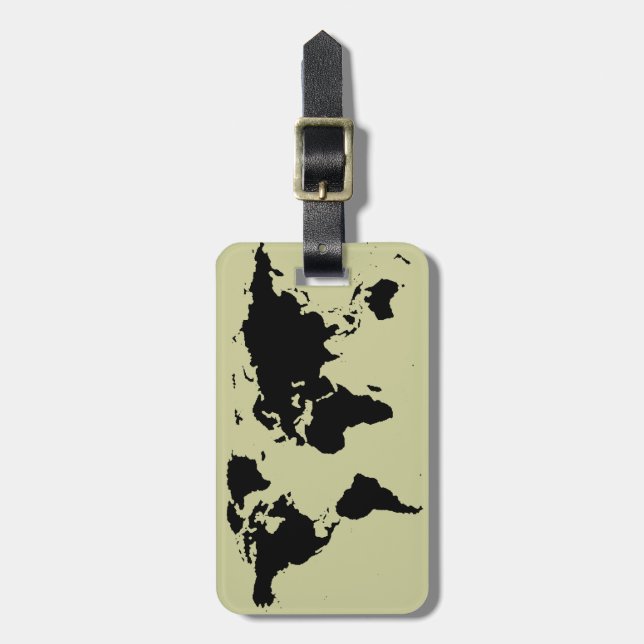 world black graphic map luggage tag (Front Vertical)
