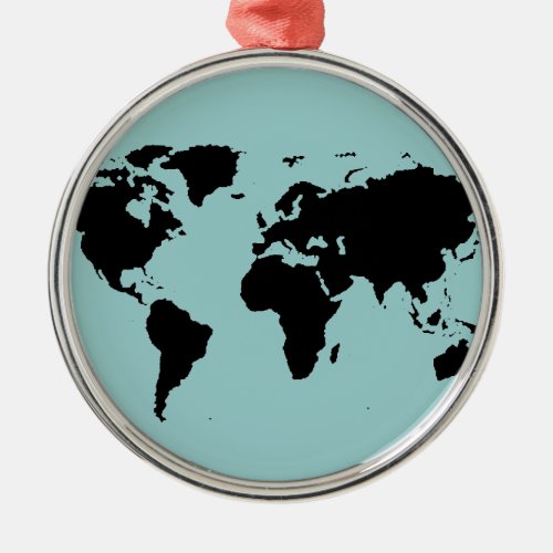 world black graphic map metal ornament