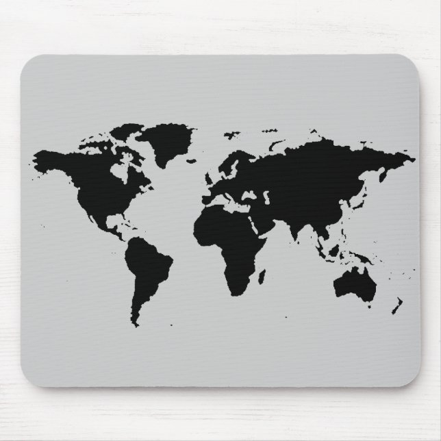 world black graphic map mouse pad (Front)