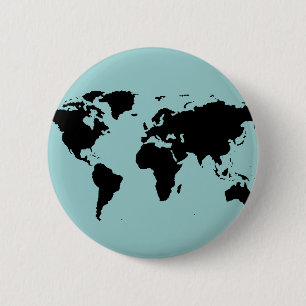 world black graphic map pinback button