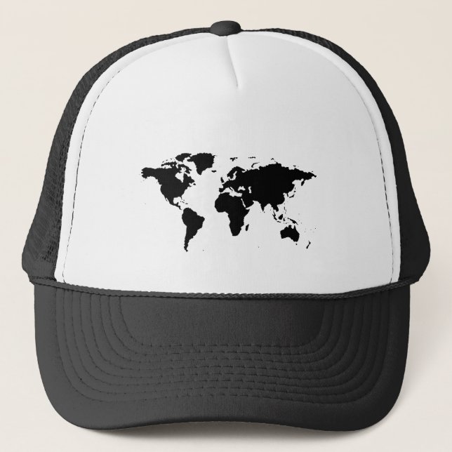 world black graphic map trucker hat (Front)