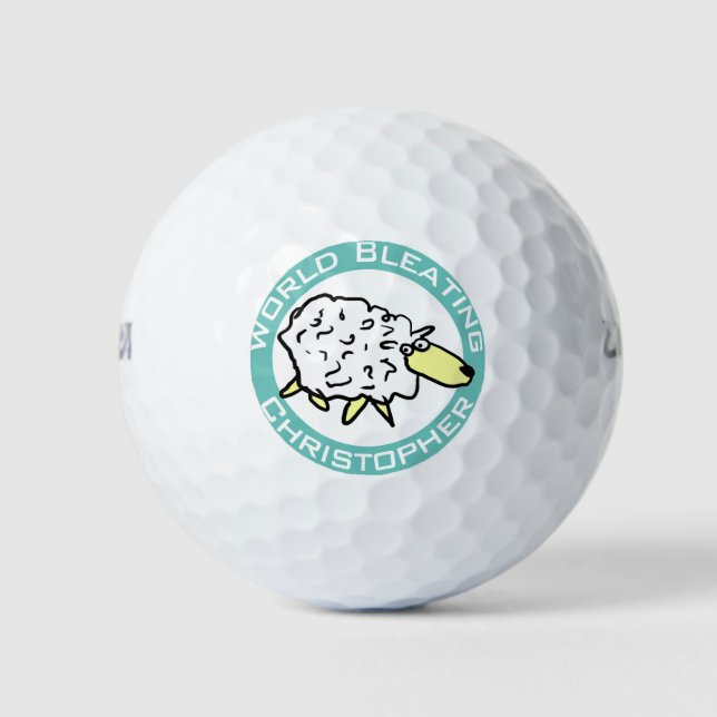 "World Bleating" Cartoon Sheep Golf Balls (Front)