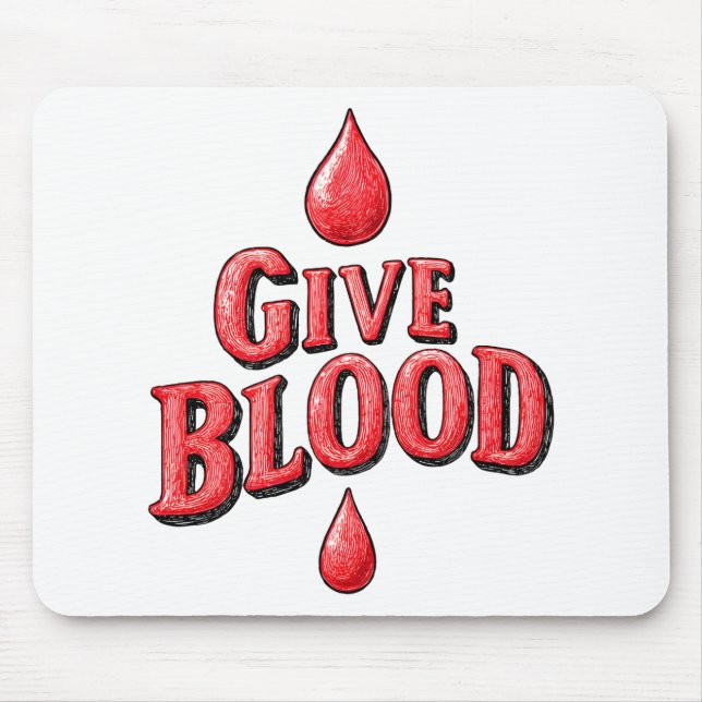 World Blood Donor Day - Give Blood text for awaren Mouse Pad (Front)