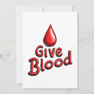 World Blood Donor Day - Give Blood Text with Drops Holiday Card