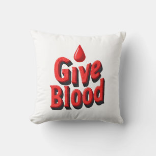 World Blood Donor Day - Give Blood Text with Drops Throw Pillow
