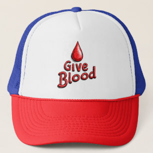 World Blood Donor Day - Give Blood Text with Drops Trucker Hat