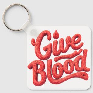 World Blood Donor Day - Glossy Blood Donation Text Keychain
