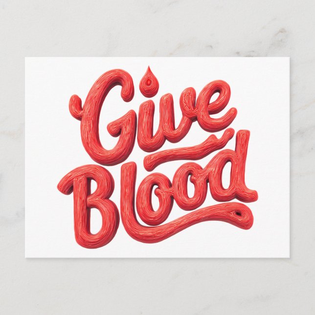World Blood Donor Day - Glossy Blood Donation Text Postcard (Front)