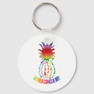 World Cancer Day Awareness Saying Pineapple Keychain