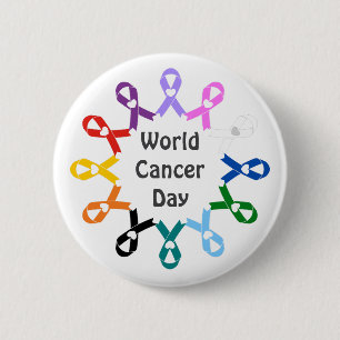 World Cancer Day Breast Lung Colon Liver Prostate Button