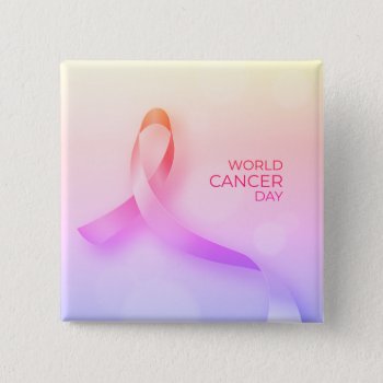 World Cancer Day - Pastel Ribbon Button by steelmoment at Zazzle