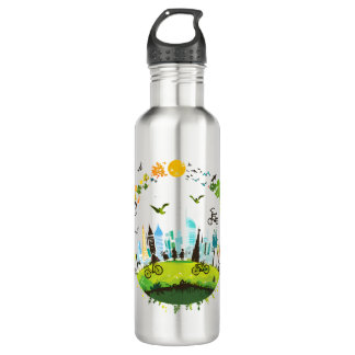 World Car Free Day: City and Nature Stainless Steel Water Bottle