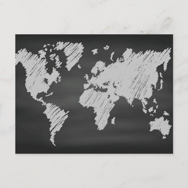 World Chalkboard Map Postcard (Front)