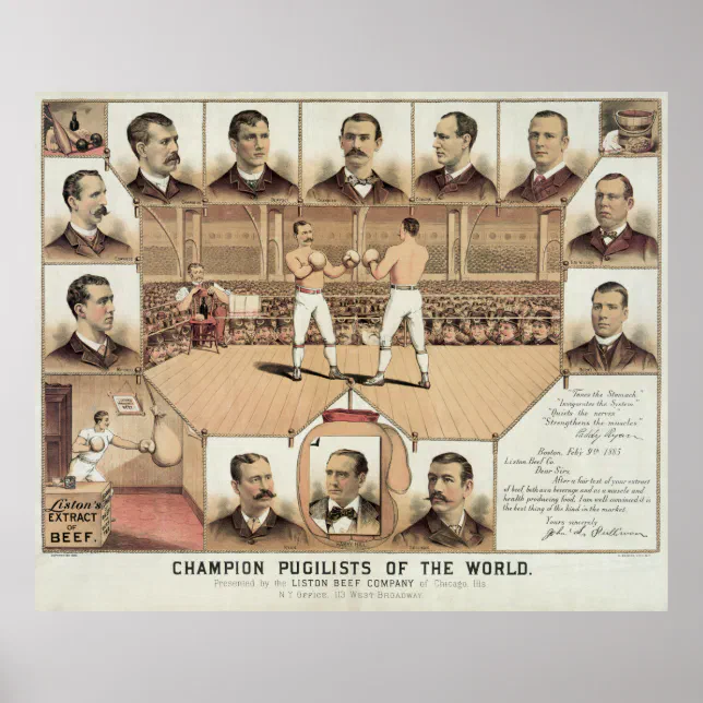 WORLD CHAMPION BOXERS 1885 POSTER | Zazzle