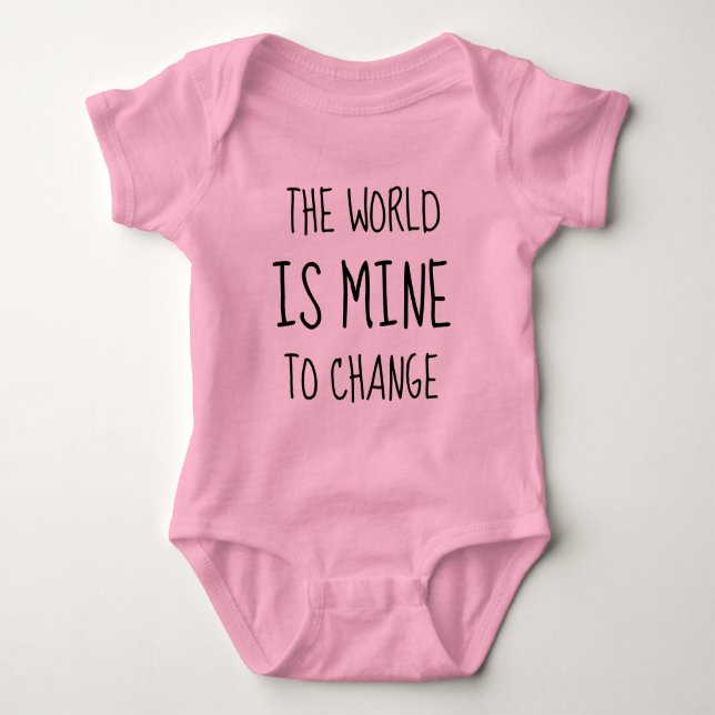 World Change Hero Empower Feminist Typography Baby Bodysuit (Front)