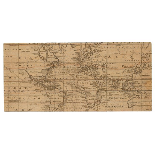 World Chart Wood Flash Drive (Front)