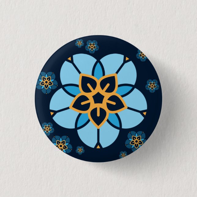 World Childless Week badge multi flower (navy) Button (Front)