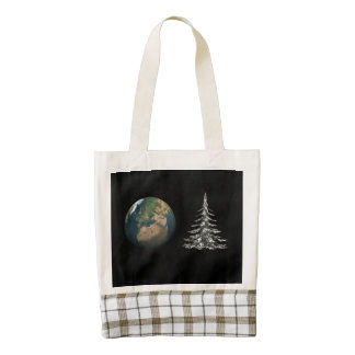 world christmas and fir tree zazzle HEART tote bag