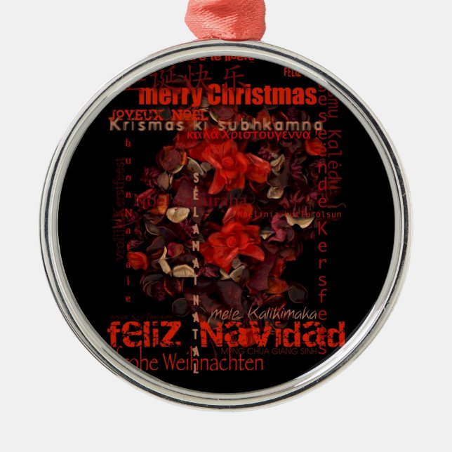 World Christmas Feliz Navidad Joyeux Noel Metal Ornament (Front)