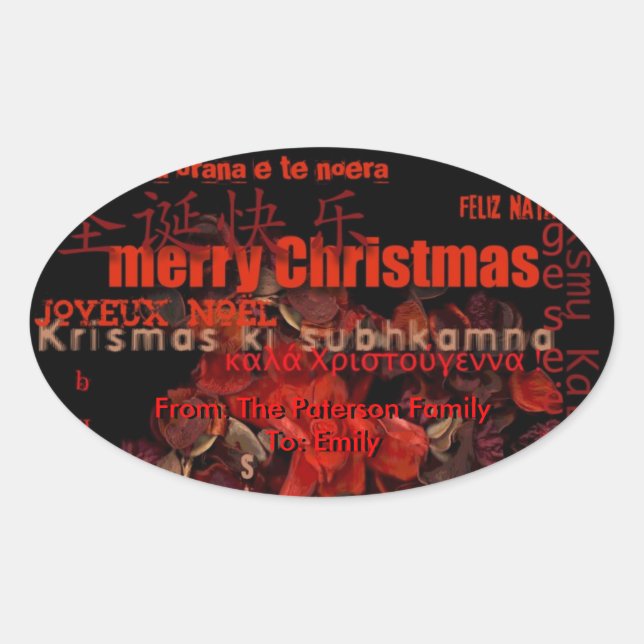 World Christmas Feliz Navidad Personalized Sticker (Front)